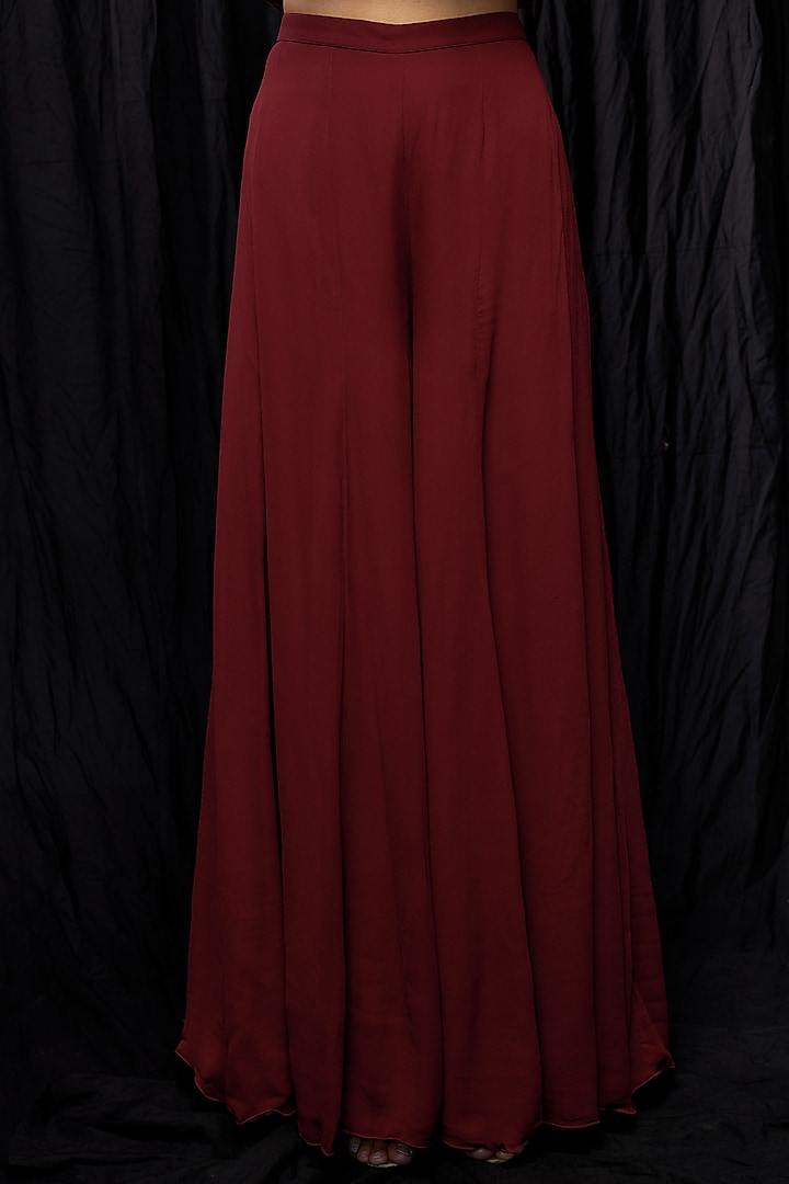 Maroon Georgette Wedding Sharara Set by Malasa at Pernia's Pop Up Shop