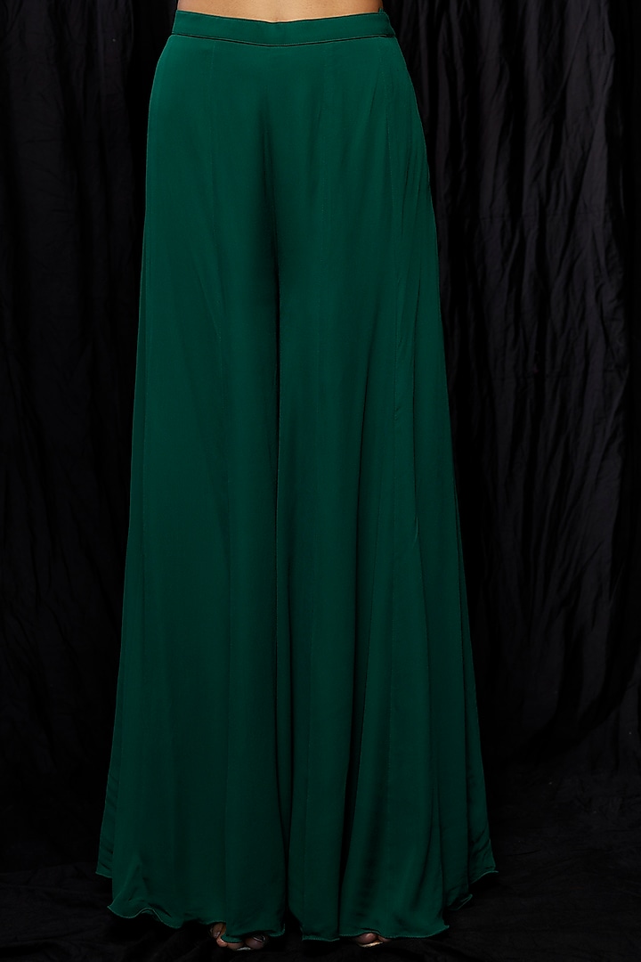 Green Georgette Wedding Sharara Set by Malasa at Pernia's Pop Up Shop