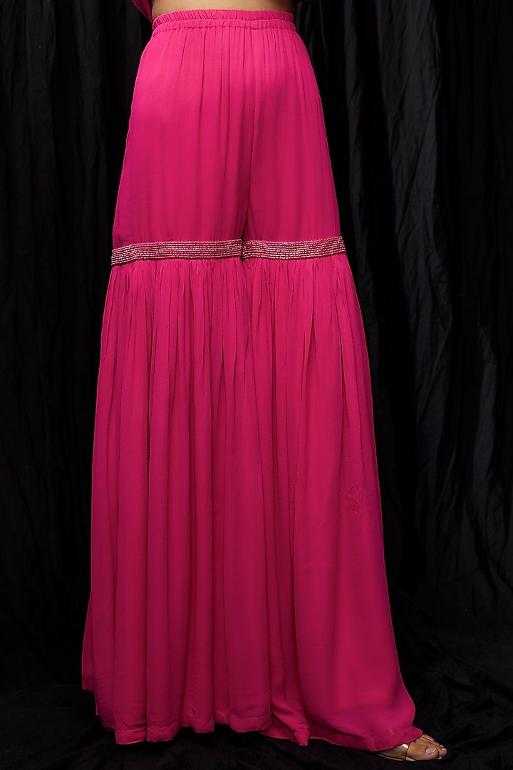Pink Georgette Bridal Sharara Set by Malasa at Pernia's Pop Up Shop