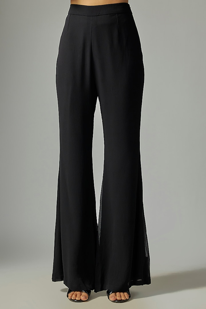 Black Georgette Cutdana Work Jacket Set by Malasa at Pernia's Pop Up Shop