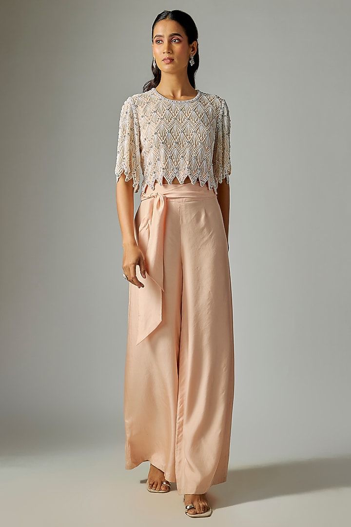 Pink Silk Satin Pant Set by Malasa at Pernia's Pop Up Shop