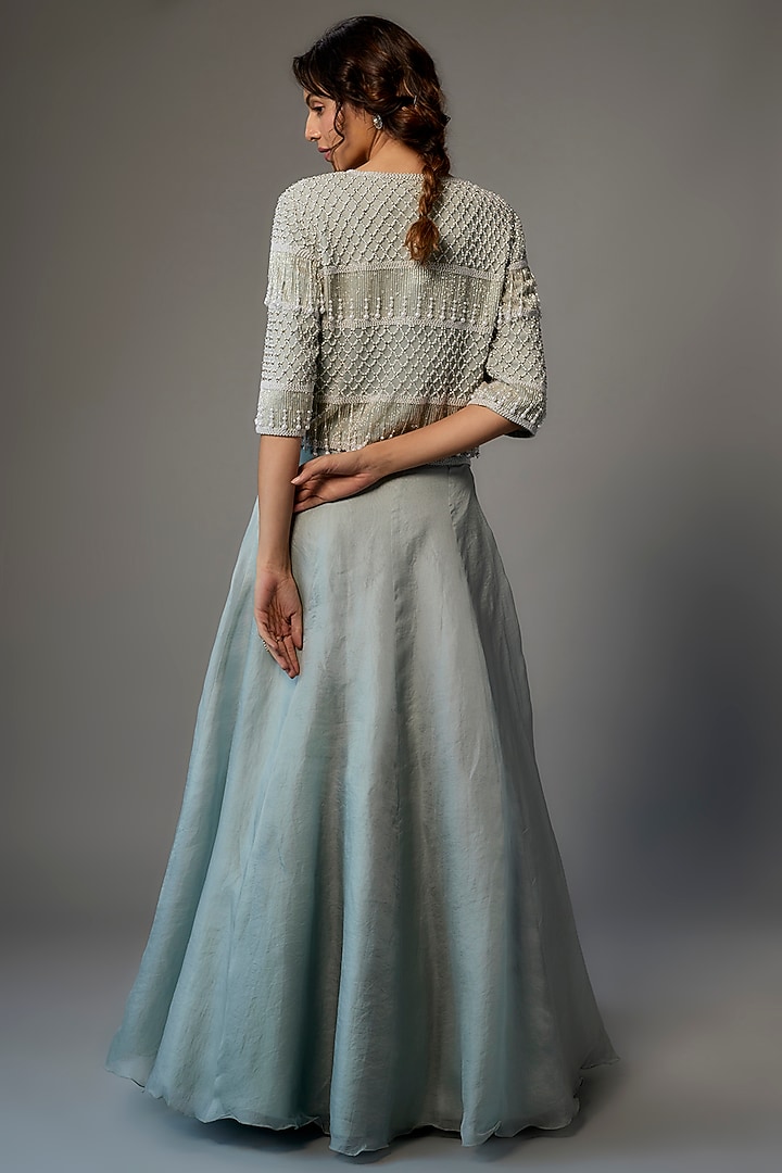 Powder Blue Organza Skirt Set by Malasa at Pernia's Pop Up Shop