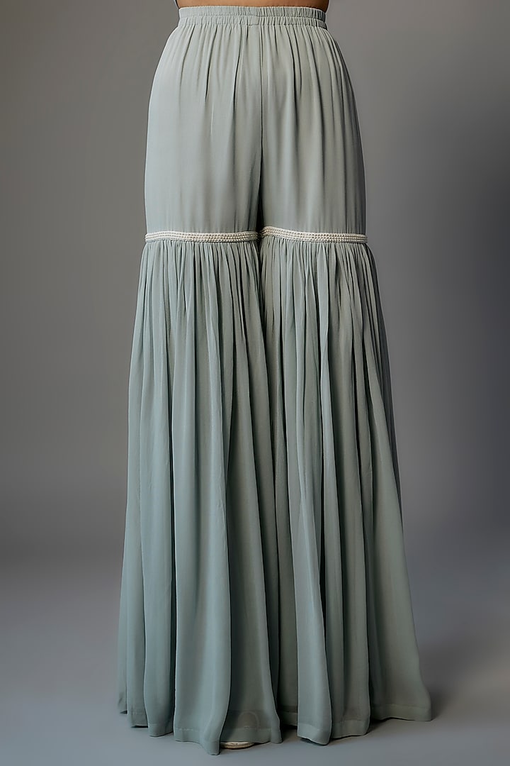 Powder Blue Georgette Wedding Sharara Set by Malasa at Pernia's Pop Up Shop