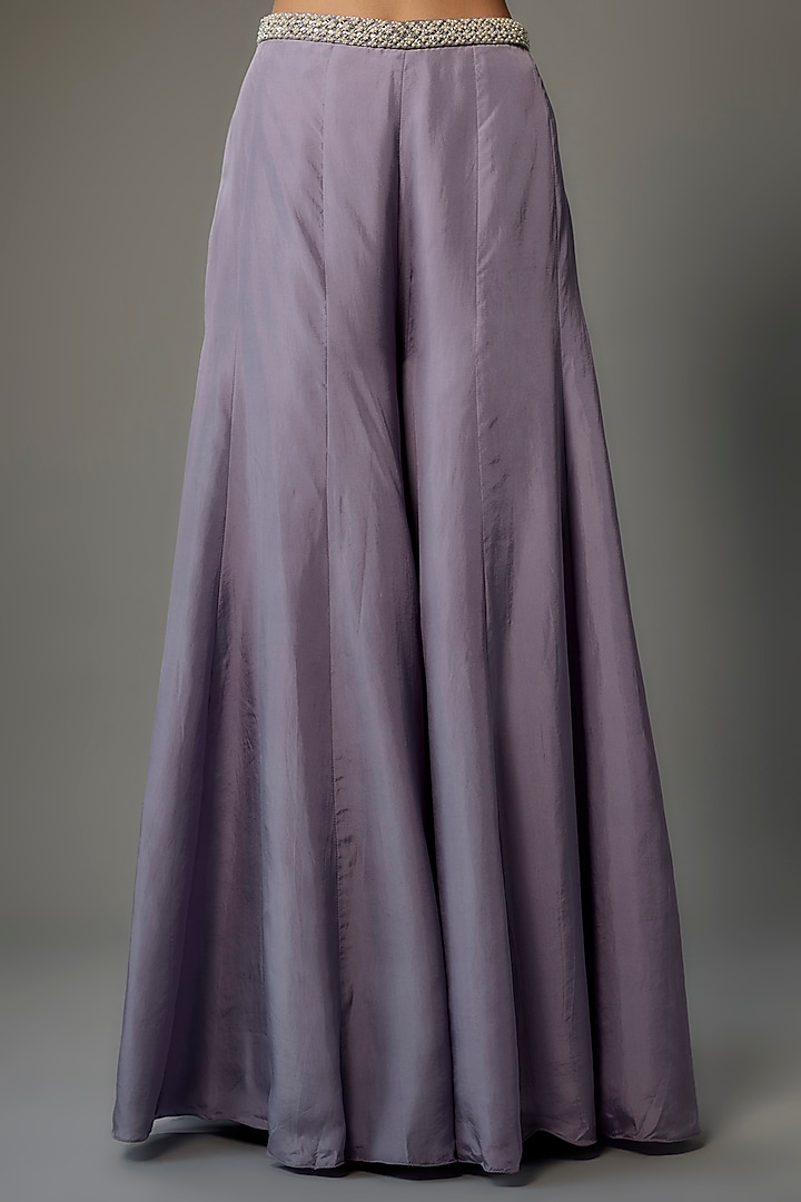 Lavender Silk Satin Wedding Sharara Set by Malasa at Pernia's Pop Up Shop