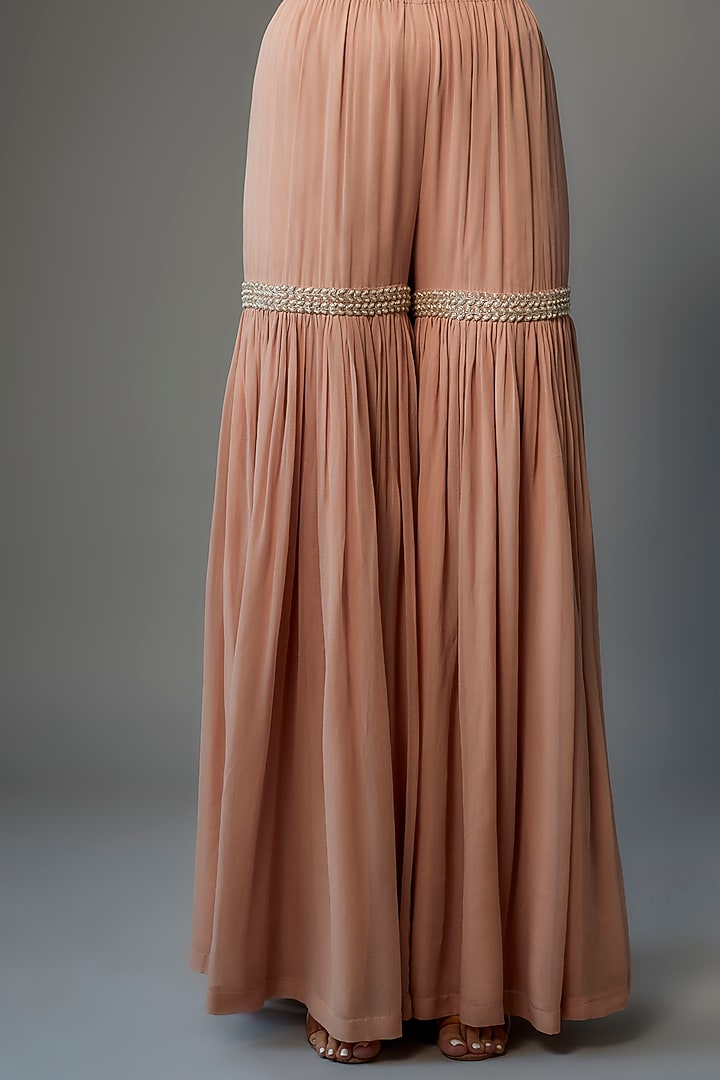 Blush Pink Georgette Wedding Sharara Set by Malasa at Pernia's Pop Up Shop