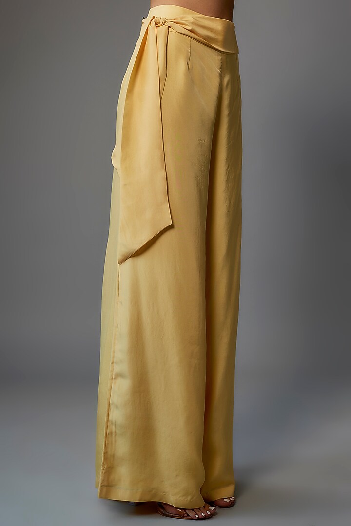 Yellow Silk Satin Pant Set by Malasa at Pernia's Pop Up Shop