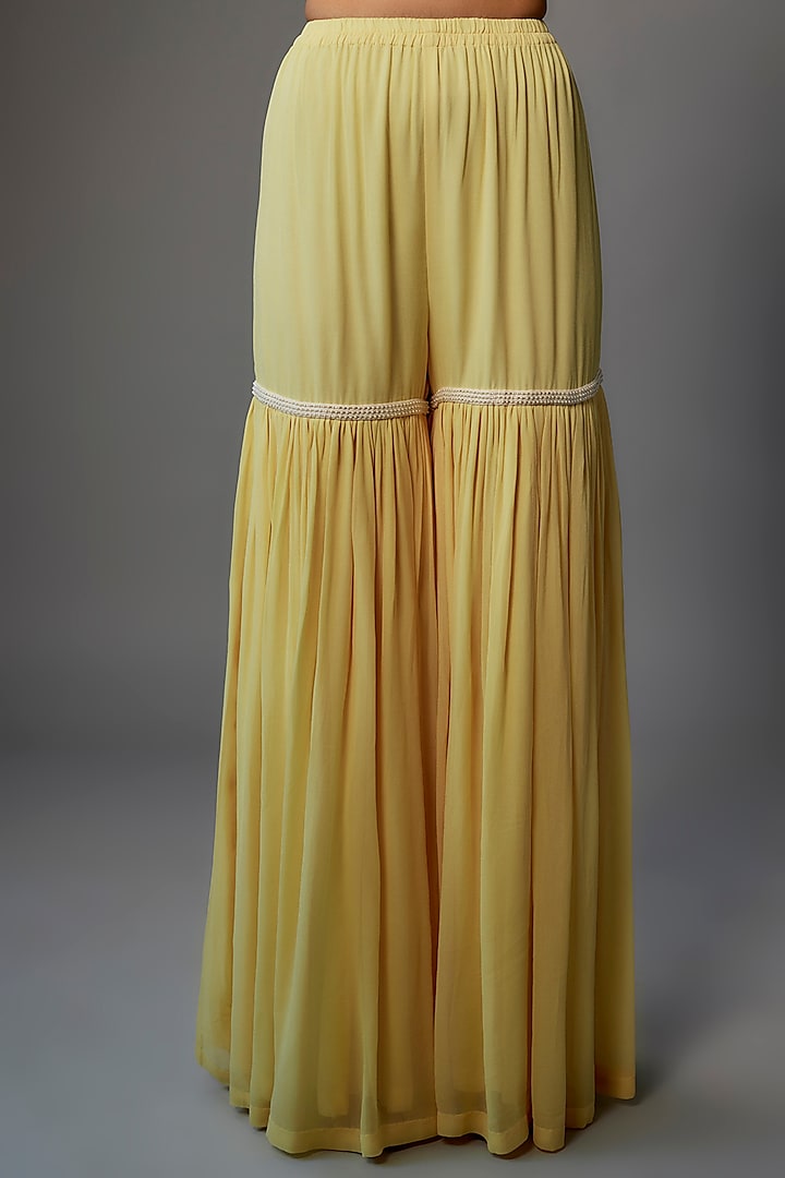Yellow Georgette Wedding Sharara Set by Malasa at Pernia's Pop Up Shop