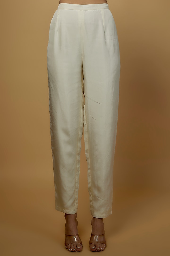 White Georgette Embroidered Jacket Set by Malasa at Pernia's Pop Up Shop