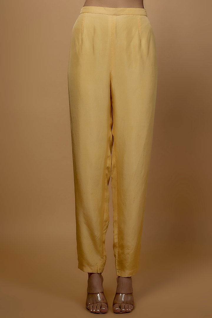 Yellow Georgette Embroidered Jacket Set by Malasa at Pernia's Pop Up Shop