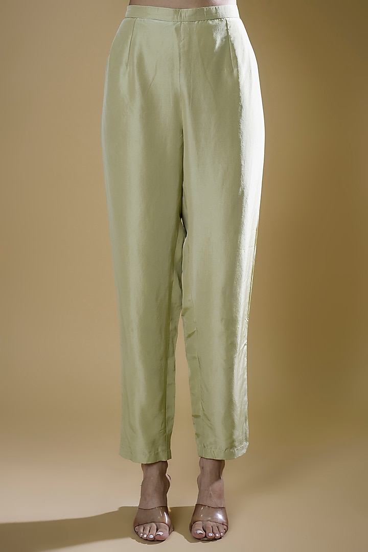 Green Georgette Embroidered Jacket Set by Malasa at Pernia's Pop Up Shop