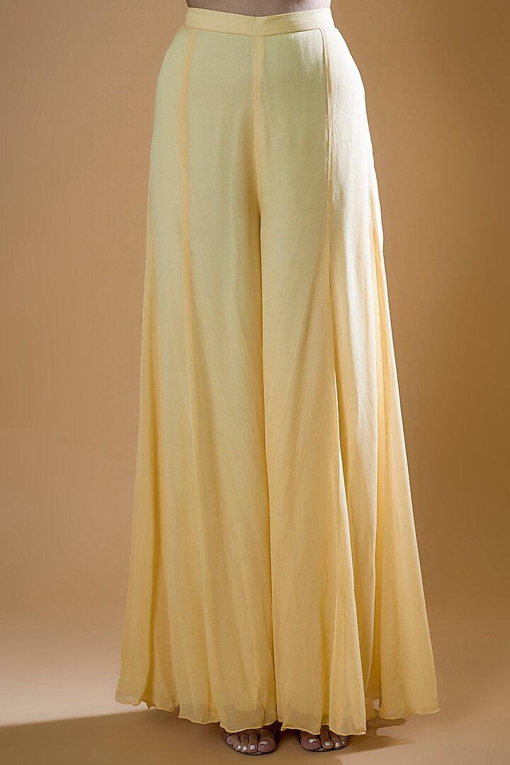 Yellow Georgette Wedding Sharara Set by Malasa at Pernia's Pop Up Shop