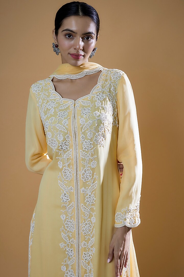 Yellow Georgette Wedding Sharara Set by Malasa at Pernia's Pop Up Shop