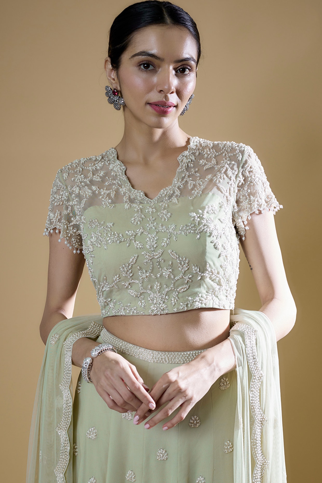 Trendy Mint Green Lehenga With Embroidery Work | Latest Kurti Designs