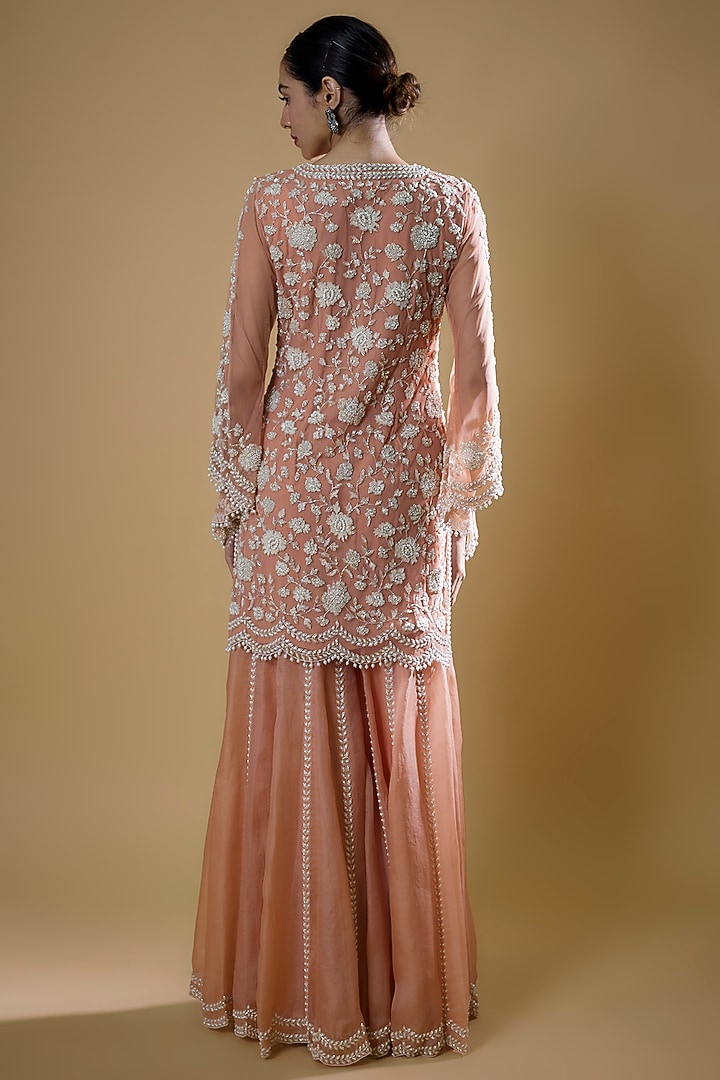Pink Organza Embroidered Bridal Sharara Set by Malasa at Pernia's Pop Up Shop