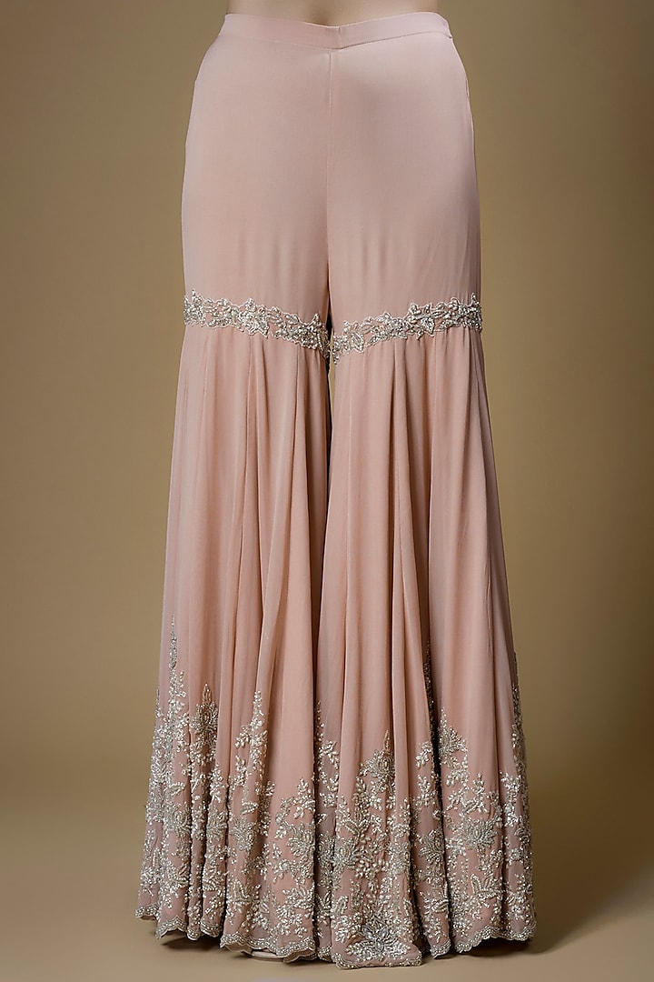 Pink Georgette Bridal Sharara Set by Malasa at Pernia's Pop Up Shop