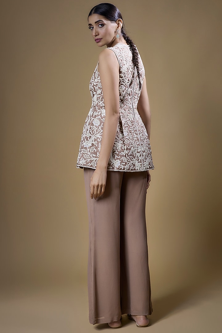 Champagne Georgette Pant Set by Malasa at Pernia's Pop Up Shop