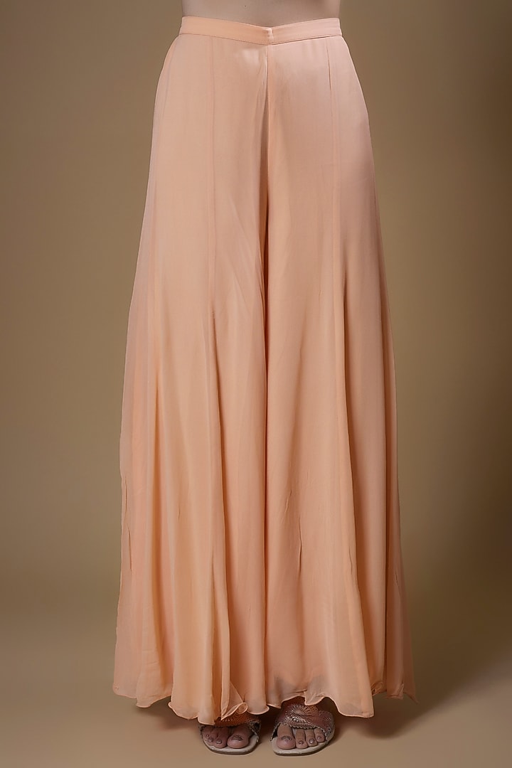 Peach Georgette Bridal Sharara Set by Malasa at Pernia's Pop Up Shop