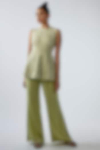 Mint Green Georgette Pant Set by Malasa