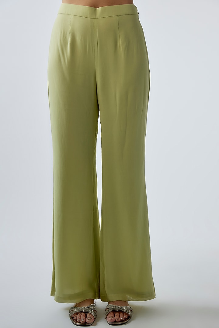 Mint Green Georgette Pant Set by Malasa at Pernia's Pop Up Shop