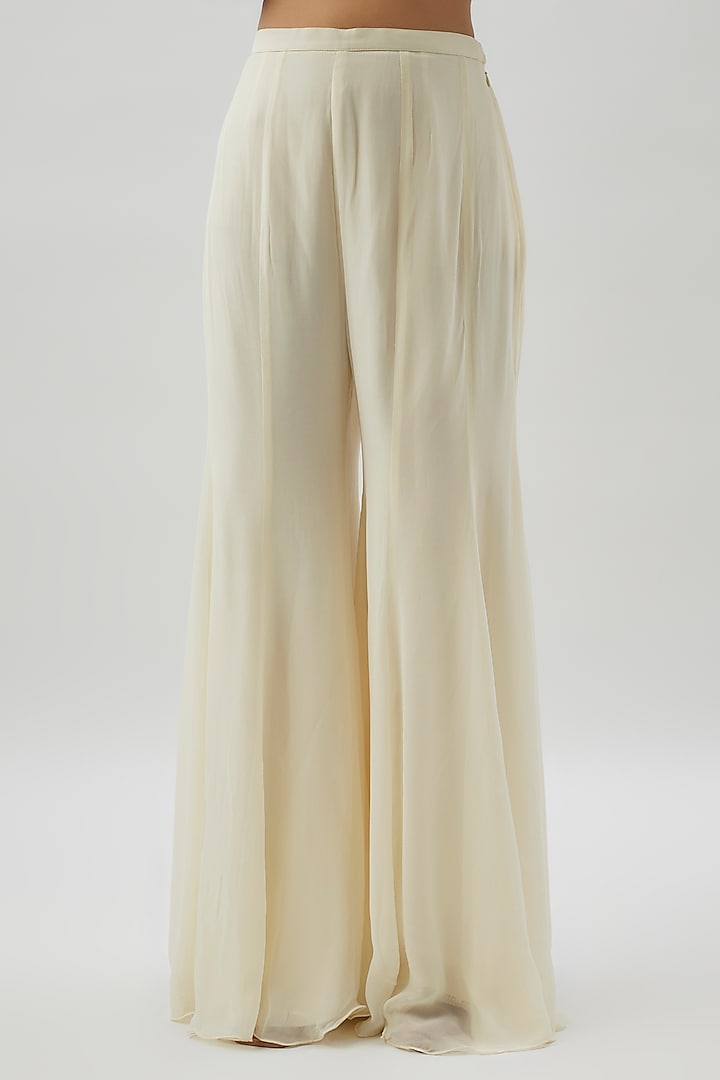 Cream Georgette Pearl Work Wedding Sharara Set by Malasa at Pernia's Pop Up Shop