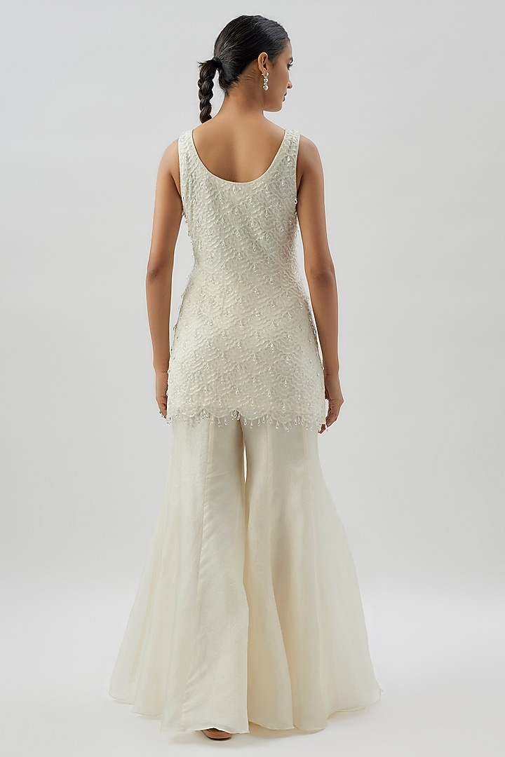 Cream Organza Bridal Sharara Set by Malasa at Pernia's Pop Up Shop