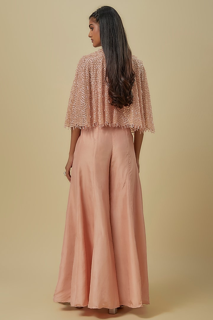 Pink Net Cutdana Work Cape Set by Malasa at Pernia's Pop Up Shop