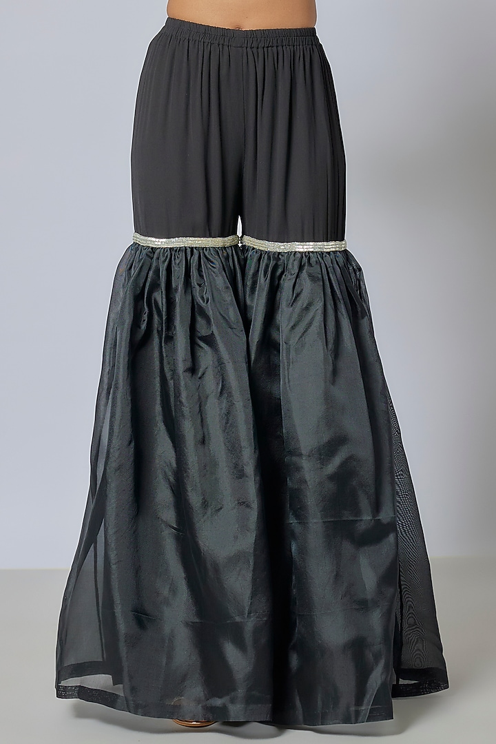 Black Organza Bridal Sharara Set by Malasa at Pernia's Pop Up Shop
