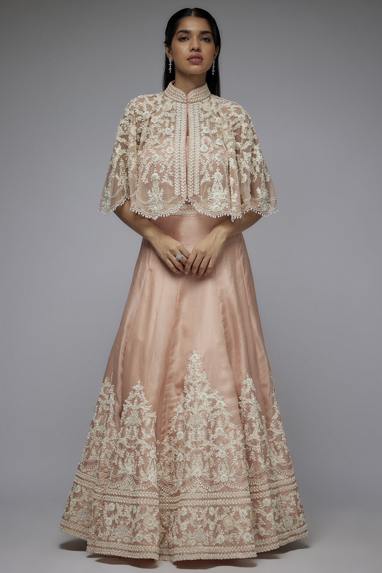 Pink Organza Thread Work Bridal Lehenga Set by Malasa at Pernia's Pop Up Shop
