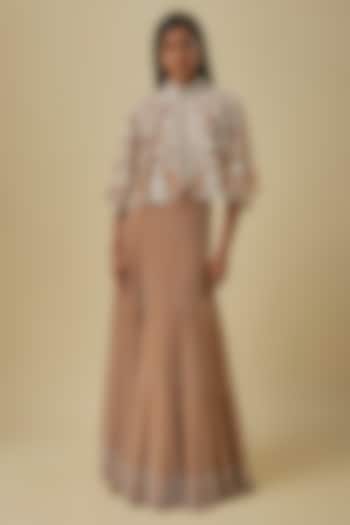Champagne Net Cutdana Work Cape Set by Malasa at Pernia's Pop Up Shop