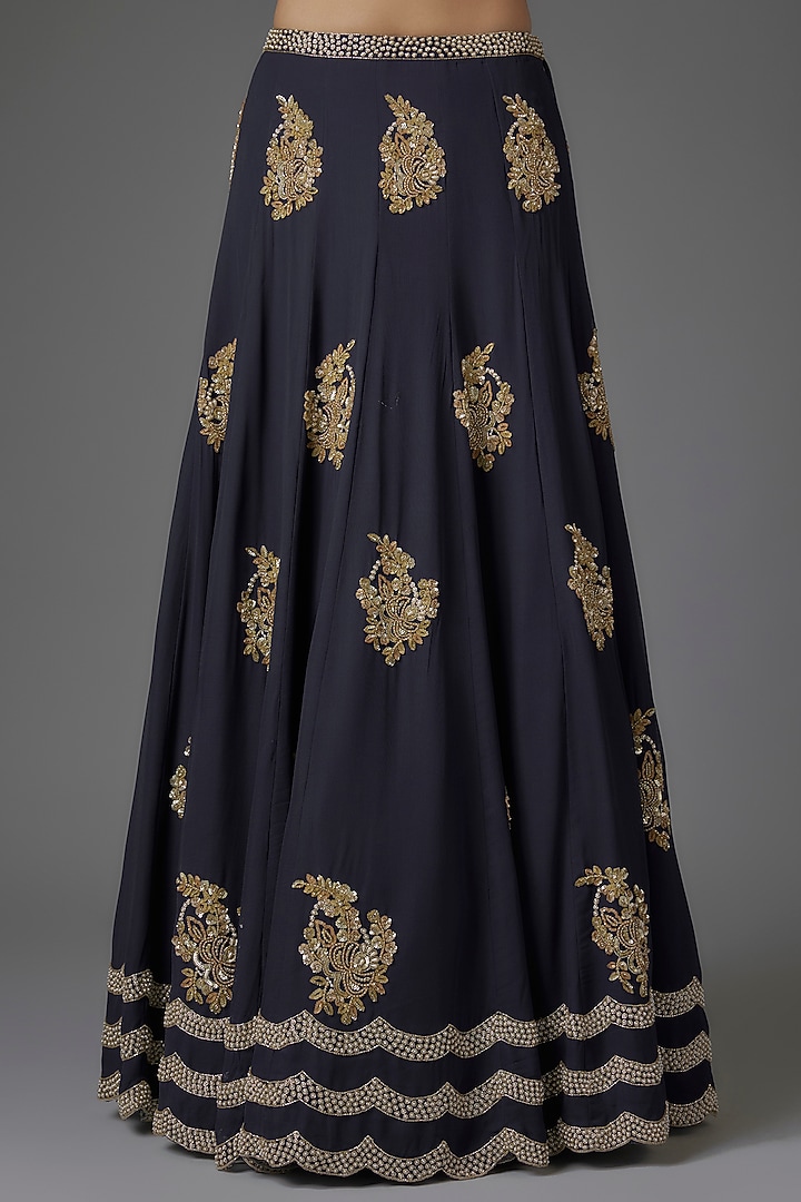 Blue Georgette Bridal Sharara Set by Malasa at Pernia's Pop Up Shop