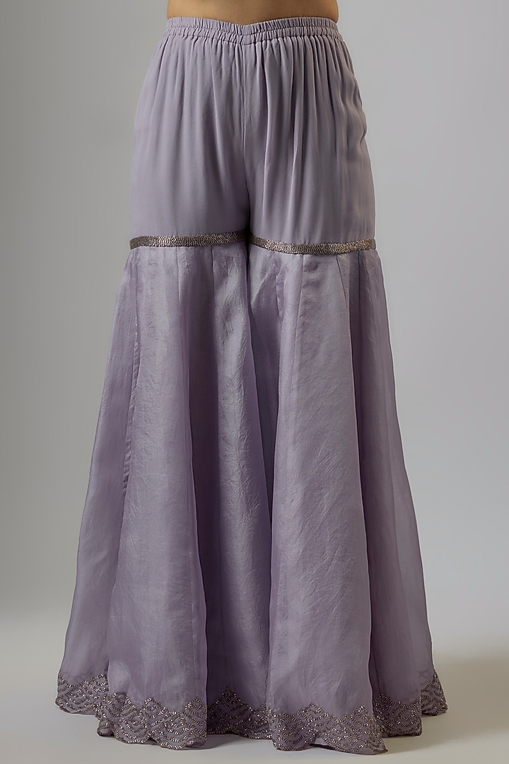 Lilac Organza Bridal Sharara Set by Malasa at Pernia's Pop Up Shop