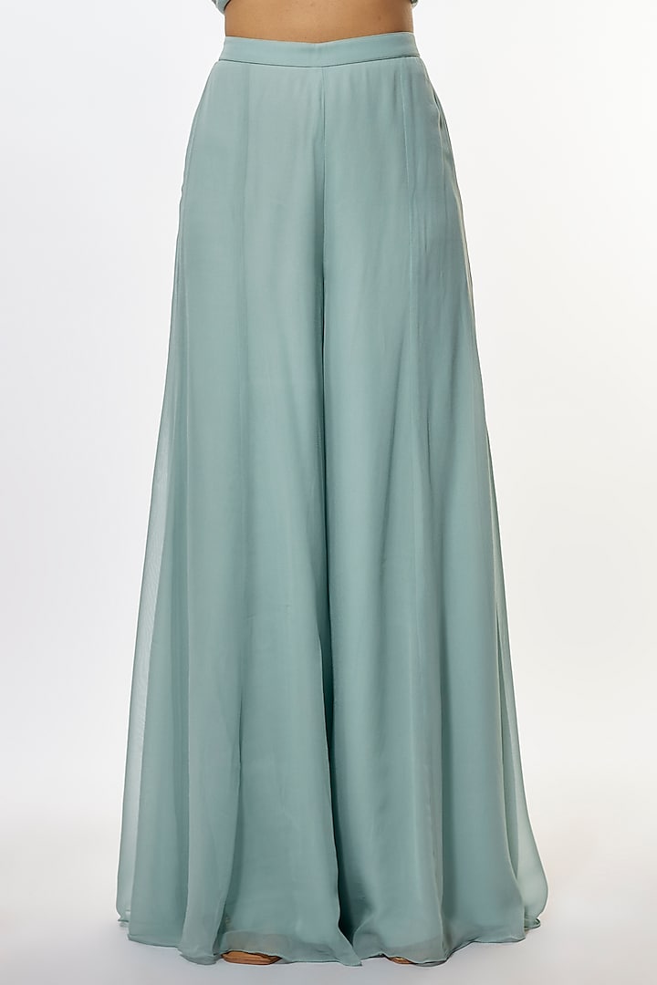Ice-Blue Georgette Wedding Sharara Set by Malasa at Pernia's Pop Up Shop