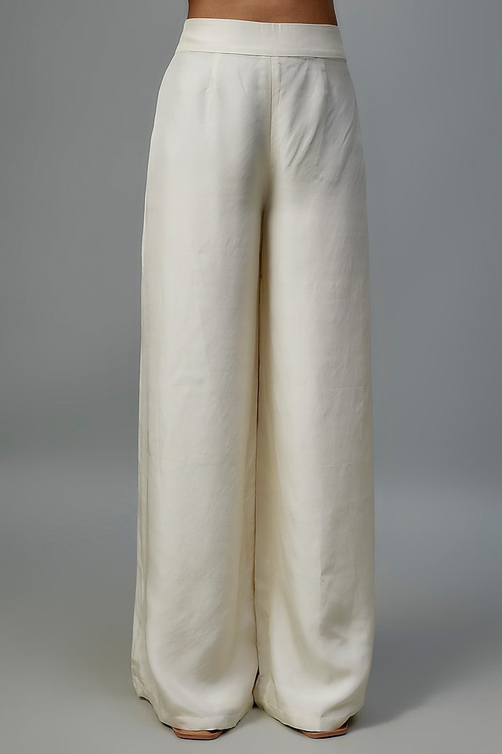 Ivory Satin Silk Pearl Work Wedding Sharara Set by Malasa at Pernia's Pop Up Shop
