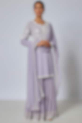 Lilac Georgette Sharara Set by Malasa at Pernia's Pop Up Shop