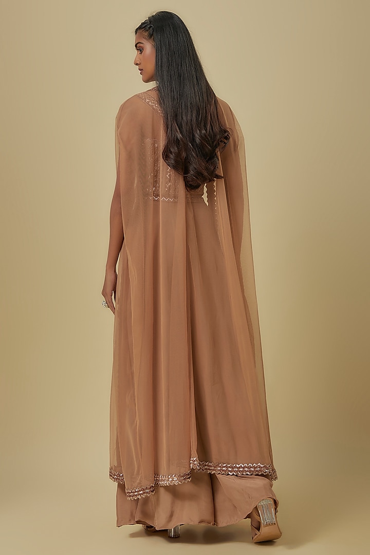 Champagne Satin Silk Bridal Sharara Set by Malasa at Pernia's Pop Up Shop