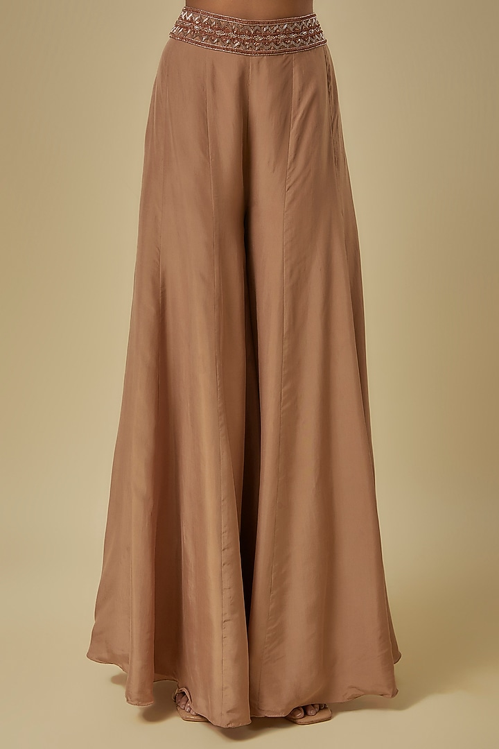 Champagne Satin Silk Bridal Sharara Set by Malasa at Pernia's Pop Up Shop