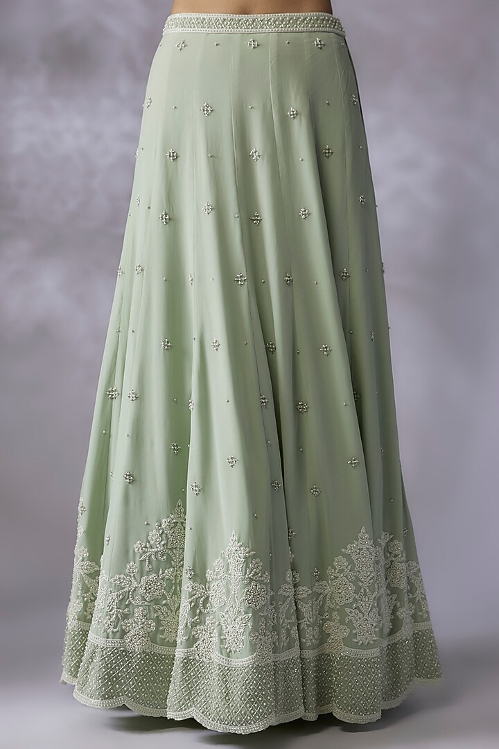 Ice Blue Georgette Embroidered Skirt Set by Malasa at Pernia's Pop Up Shop