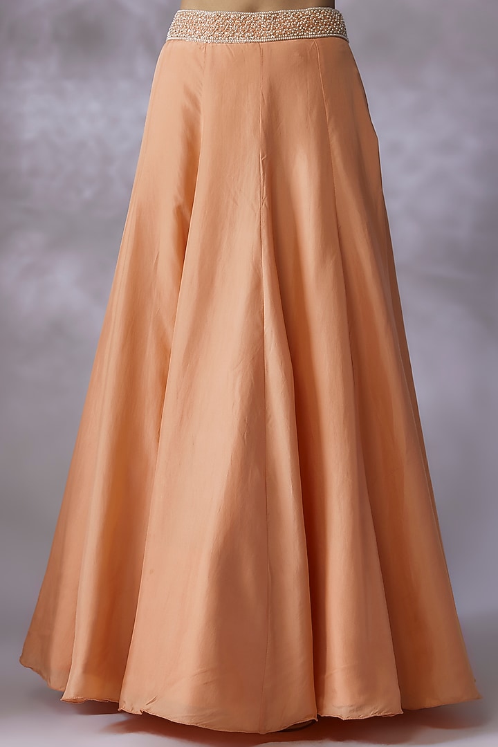 Peach Silk Skirt Set by Malasa at Pernia's Pop Up Shop