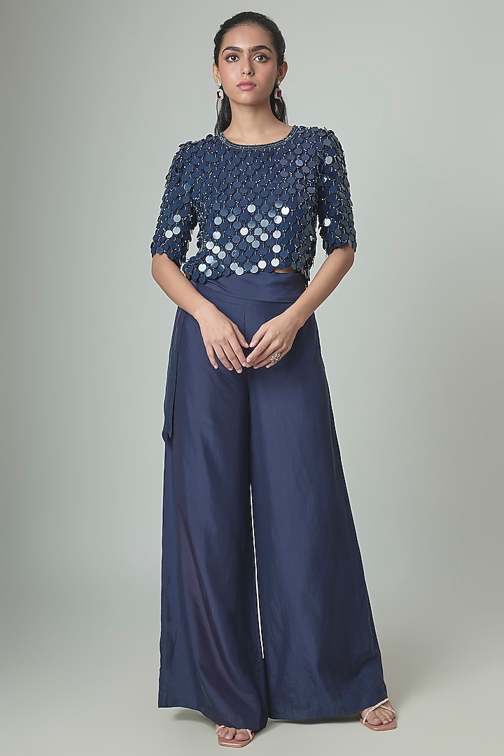 Champagne Satin Silk Pant Set by Malasa at Pernia's Pop Up Shop