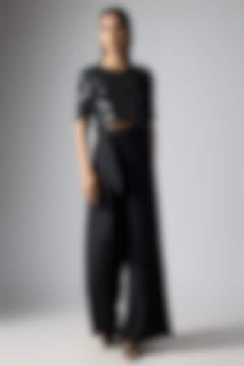Black Silk Satin Pant Set by Malasa at Pernia's Pop Up Shop