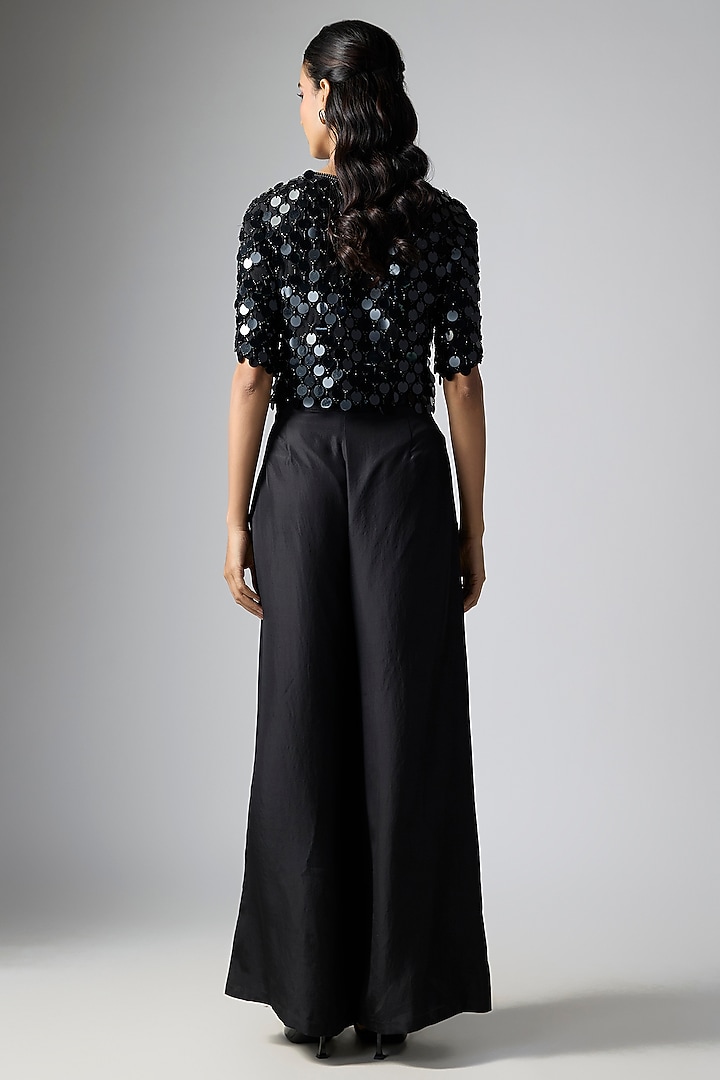 Black Silk Satin Pant Set by Malasa at Pernia's Pop Up Shop