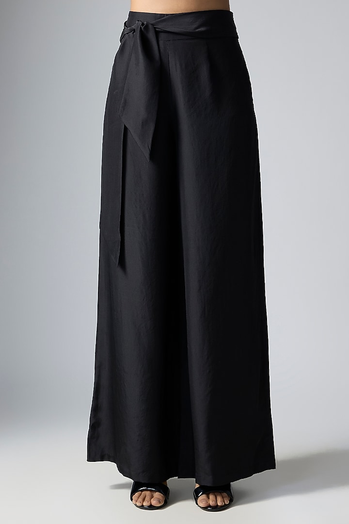Black Silk Satin Pant Set by Malasa at Pernia's Pop Up Shop