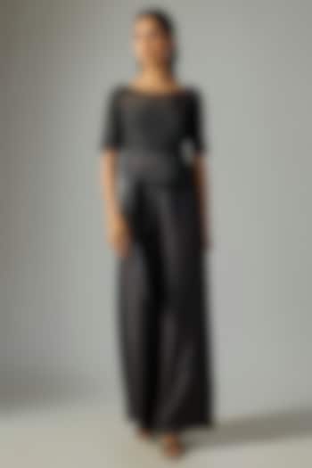 Black Silk Satin Pant Set by Malasa at Pernia's Pop Up Shop