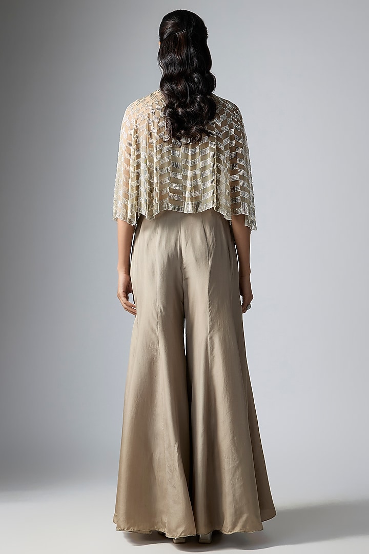 Grey Silk Satin Wedding Sharara Set by Malasa at Pernia's Pop Up Shop