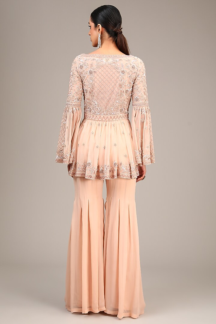 Pink Georgette Pant Set by Malasa at Pernia's Pop Up Shop