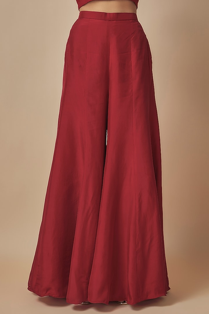 Red Net Cutdana Embroidered Cape Set by Malasa at Pernia's Pop Up Shop