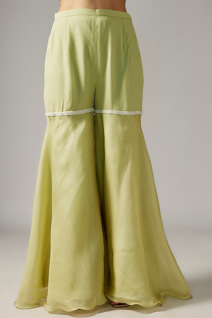 Green Organza Wedding Sharara Set by Malasa at Pernia's Pop Up Shop