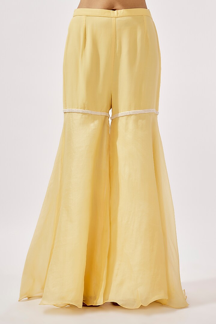 Yellow Organza Wedding Sharara Set by Malasa at Pernia's Pop Up Shop