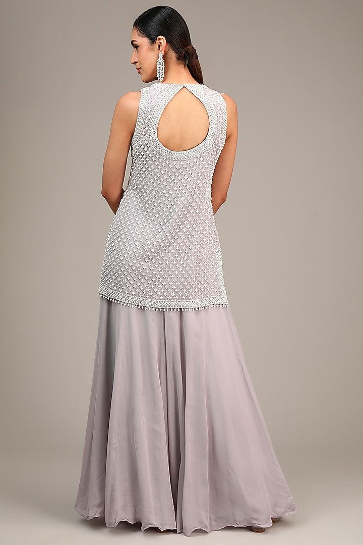 Lilac Georgette Wedding Sharara Set by Malasa at Pernia's Pop Up Shop