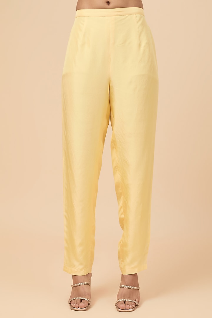 Yellow Georgette Pearl & Cutdana Embroidered Kurta Set by Malasa at Pernia's Pop Up Shop